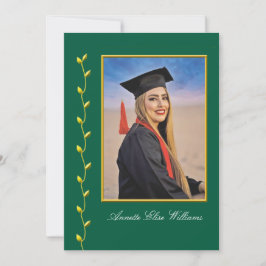 Goud klimop ontwerp met foto afstudeeraankondiging aankondiging