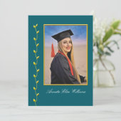 Goud klimop ontwerp met foto grad aankondiging (Staand voorkant)