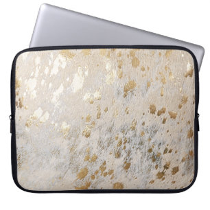 Goud Koeienhuid afdrukbare metalen laptophoes Laptop Sleeve