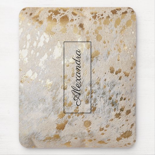 Goud Koeienhuid Gepersonaliseerde Print Metallic M Muismat (Voorkant)