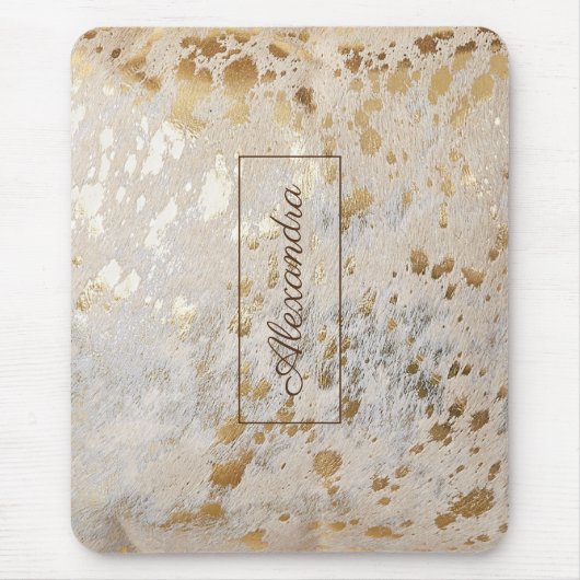 Goud Koeienhuid Gepersonaliseerde Print Metallic M Muismat (Voorkant)