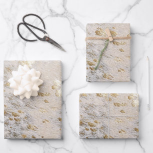 Goud Koeienhuid glanzend metallic kerstcadeau Inpakpapier Vel