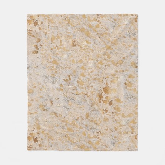 Goud Koeienhuid Print Metallic Minimaal Western Fleece Deken (Voorkant)