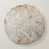 Goud Koeienhuid Print Metallic Minimaal Western Rond Kussen (Achterkant)