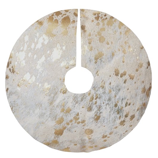 Goud Koeienhuid Print Metallic Western Kerst Kerstboom Rok (Voorkant)