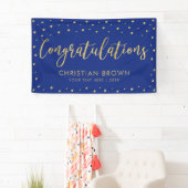 Goud & Koningsblauw Gefeliciteerd Afstuderen Spandoek (Insitu)