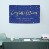 Goud & Koningsblauw Gefeliciteerd Afstuderen Spandoek (Beurs)
