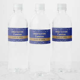 Goud Koninklijk Blauw Afstudeer Geschenk Persoonli Waterfles Etiket