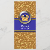 Goud & Koninklijk Blauw Kroon Verjaardagsfeest Men Menu (Achterkant)