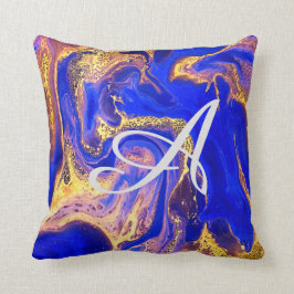 goud, koninklijk blauw, marmer, natuurlijk, zwijn, kussen