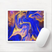 goud, koninklijk blauw, marmer, natuurlijk, zwijn, muismat (Met muis)