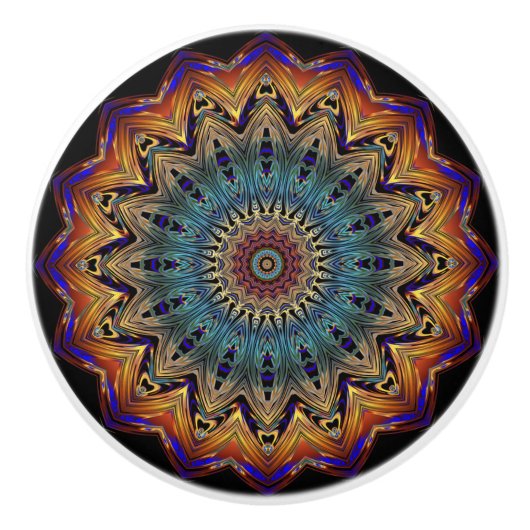 Goud, koper, blauw Mandala, gebarenteerde knop (Voorkant)