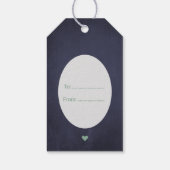 Goud Koper Kerst Decor en Bomen op Dark Navy Cadeaulabel (Achterkant)