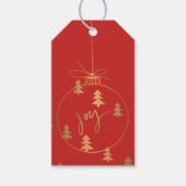 Goud Koper Kerst Decor en Bomen rood Cadeaulabel (Voorkant)