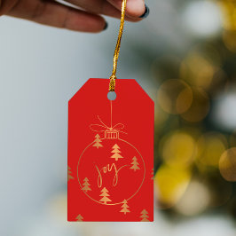 Goud Koper Kerst Decor en Bomen rood Cadeaulabel