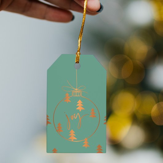 Goud Koper Kerstmisdecor en Bomen salie groen Cadeaulabel
