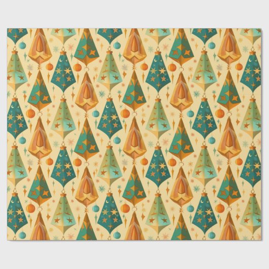 Goud Koper Retro Mid Century Modern Kerstmis Cadeaupapier (Vlak)