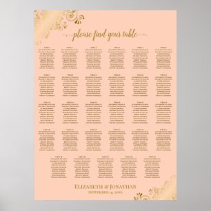 Goud & Koraal Perzik 29 Tafel Trouw Stoelenkaart Poster