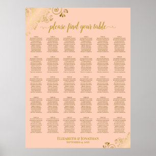 Goud & Koraal Perzik 30 Tafel Trouw Stoelenplatteg Poster