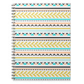 Goud, koraal, wit, Aqua, zwart Aztec-patroon Notitieboek (Voorkant)