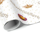 Goud kronen en harten Quinceanera-pakpapier Cadeaupapier (Rol Hoek)