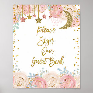 Goud kronkelen Gelieve ons Gastboek te ondertekene Poster