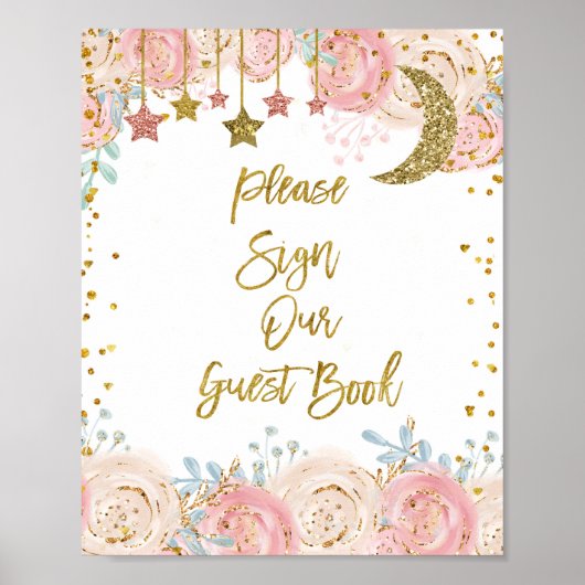 Goud kronkelen Gelieve ons Gastboek te ondertekene Poster (Voorkant)