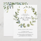 Goud-kruid Heilige Communie Eucalyptus Greenery Kaart (Voorkant / Achterkant)