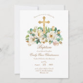 Goud kruis en bloemen kaart (Voorkant)