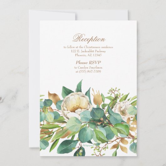 Goud kruis en bloemen kaart (Achterkant)