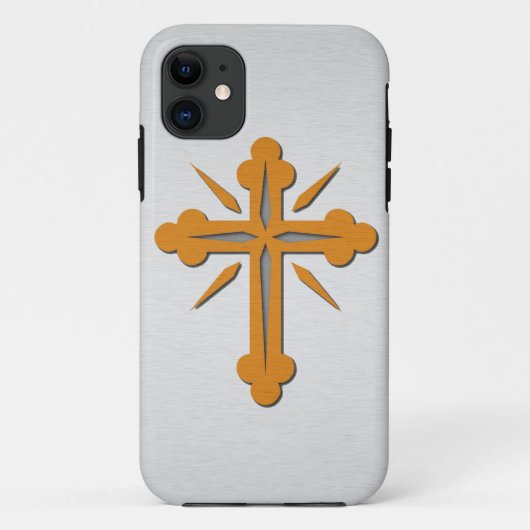 Goud kruis en Platinum Roestvrij staal Case-Mate iPhone Case (Achterkant)