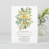 Goud kruis laat Stippen Eerste Heilige Communie Kaart (Staand voorkant)