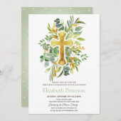 Goud kruis laat Stippen Eerste Heilige Communie Kaart (Voorkant / Achterkant)