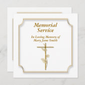 Goud kruis lijst op wit gedenkteken kaart (Voorkant / Achterkant)