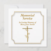 Goud kruis lijst op wit gedenkteken kaart (Voorkant)