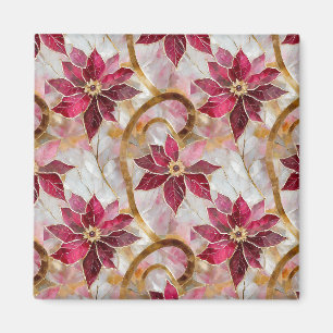 Goud Krult Burgundy Roze Kerst Poinsettia's Magneet