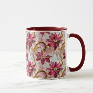 Goud Krult Burgundy Roze Kerst Poinsettia's Mok