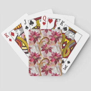 Goud Krult Burgundy Roze Kerst Poinsettia's Pokerkaarten