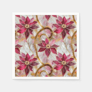 Goud Krult Burgundy Roze Kerst Poinsettia's Servet