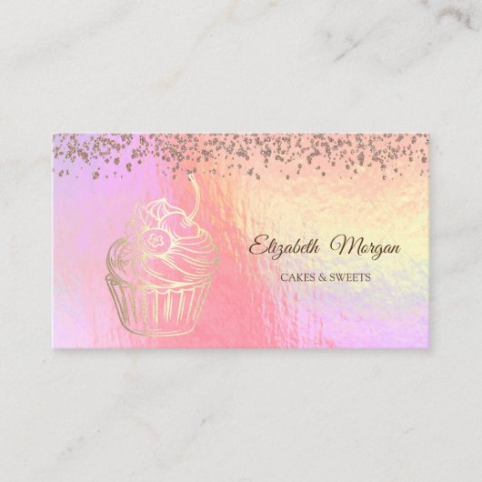 Goud kubusje, zoet, bakkerij-holografisch visitekaartje (Voorkant)