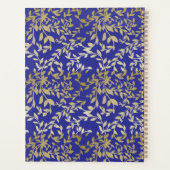 Goud laat Botanische Bloemen Diepblauw Script Planner (Achterkant)