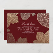 Goud laat Bourgondische Marsala de datum redden Save The Date (Voorkant / Achterkant)