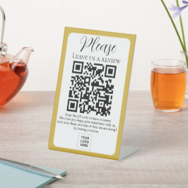 Goud Laat een review achter QR-code Voetstuk Bord Reclamebord Met Voetstuk