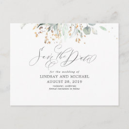 Goud Laat Groen Boho Save the Date Briefkaart