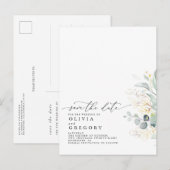 Goud laat groen Modern Elegant Save the Date Aankondigingskaart (Voorkant / Achterkant)