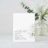 Goud laat groen Modern Elegant Save the Date Aankondigingskaart (Staand voorkant)