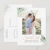 Goud laat groen Opslaan de datum Foto Aankondigingskaart (Voorkant / Achterkant)