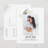 Goud laat groen opslaan van de datum Foto Aankondi Aankondigingskaart (Voorkant / Achterkant)