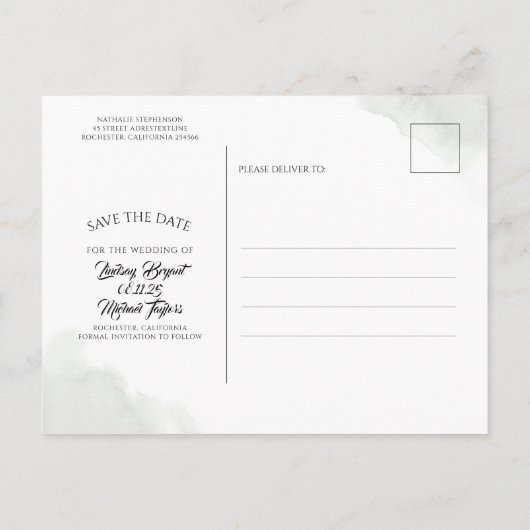 Goud laat groen opslaan van de datum Foto Aankondi Aankondigingskaart (Achterkant)