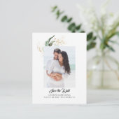 Goud laat groen opslaan van de datum Foto Aankondi Aankondigingskaart (Staand voorkant)